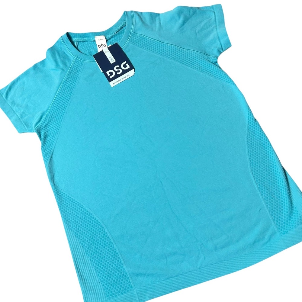 NEW DSG Girls' Small 8-9 Teal Burst Movement Seamless Short Sleeve Tee Shirt NWT